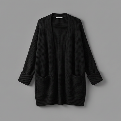 Elegant Black Cardigan | Women's Long Sweater Layer