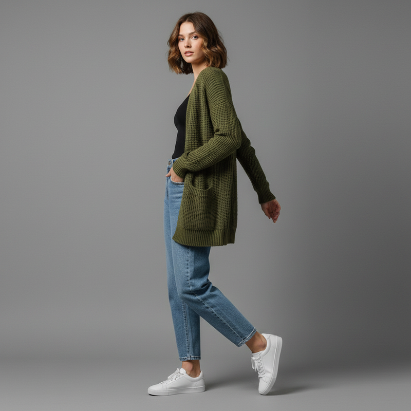 Elegant Black Cardigan | Women's Long Sweater Layer