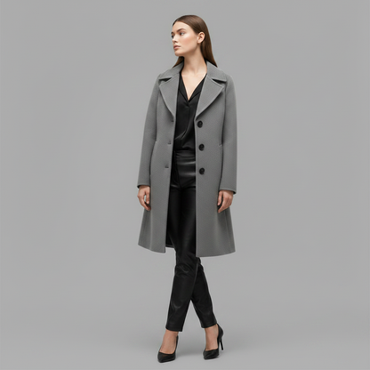 Elegant Women's Button Coat | Wool Winter Coat