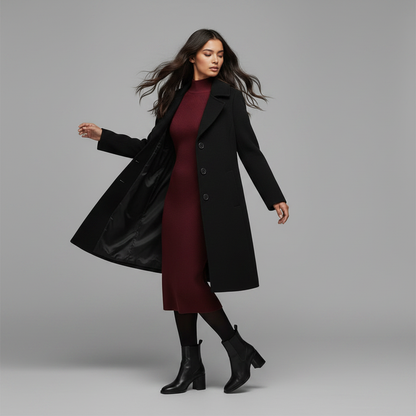 Elegant Women's Button Coat | Wool Winter Coat