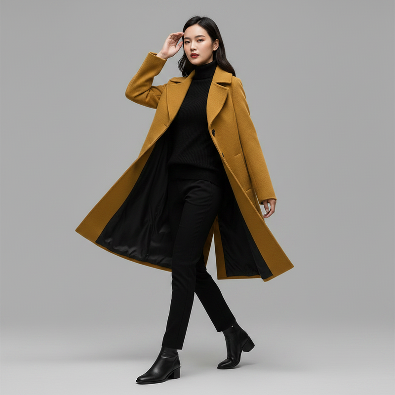 Elegant Women's Button Coat | Wool Winter Coat