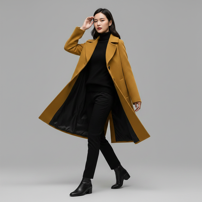 Elegant Women's Button Coat | Wool Winter Coat