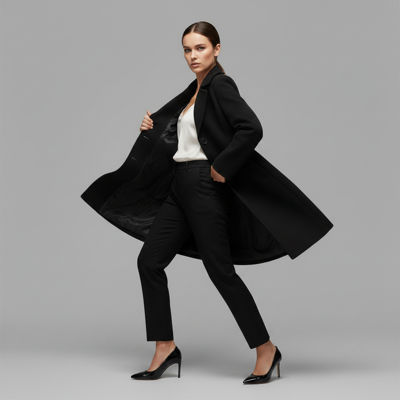 Elegant Women's Button Coat | Wool Winter Coat