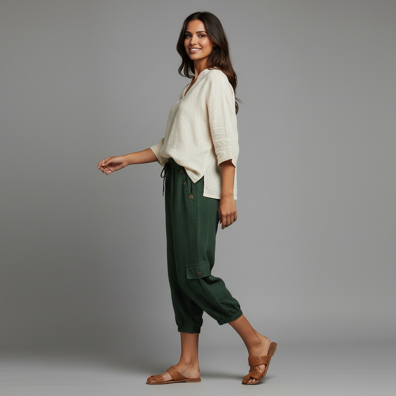 Jana Casual Trousers | Women's Pants with Pockets and Drawstring
