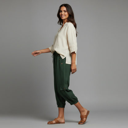 Jana Casual Trousers | Women's Pants with Pockets and Drawstring